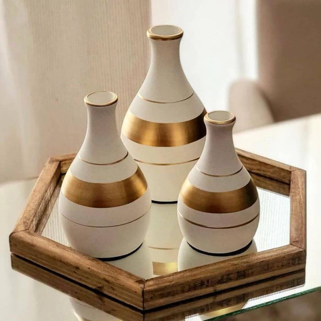 Vasos Decorativos - Kit com 3 peças de Cerâmica