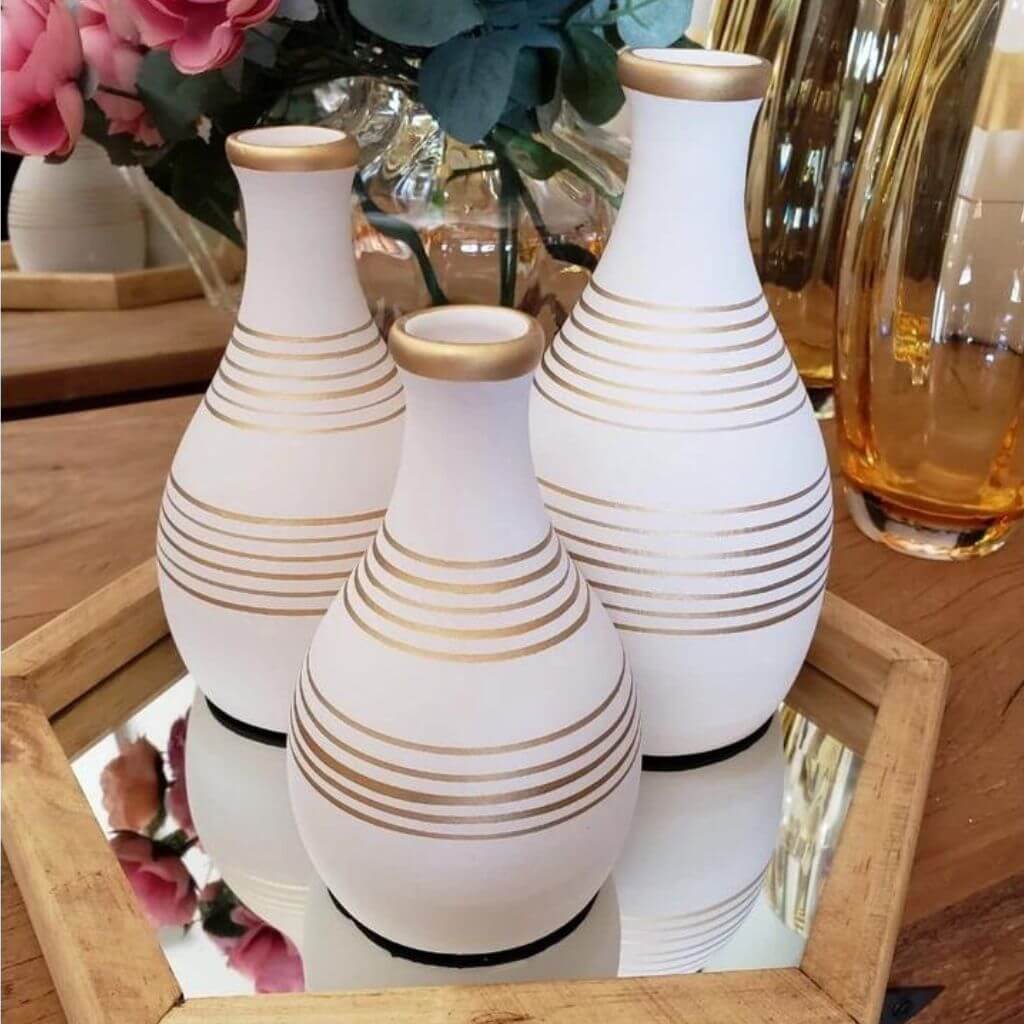 Vasos Decorativos - Kit com 3 peças de Cerâmica